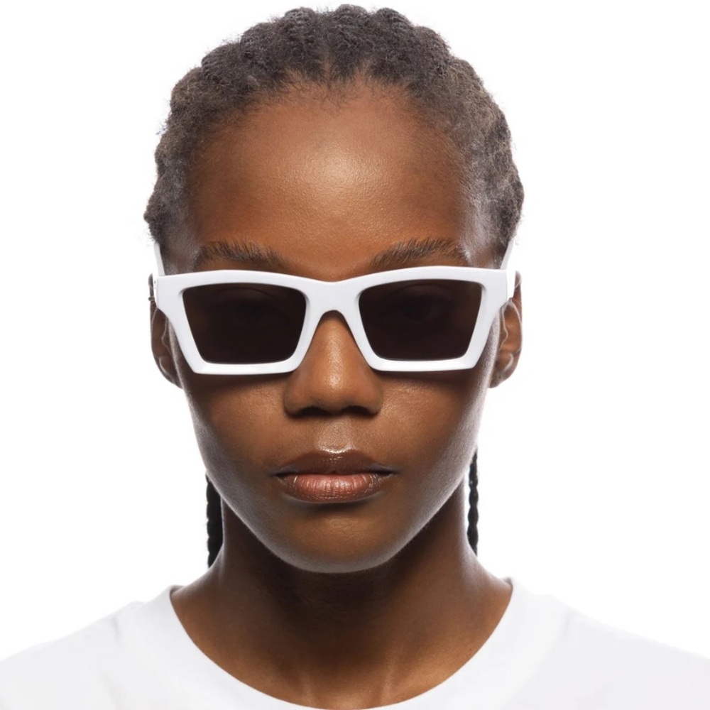 Le Specs Something White Square Cat Eye Sunglasses